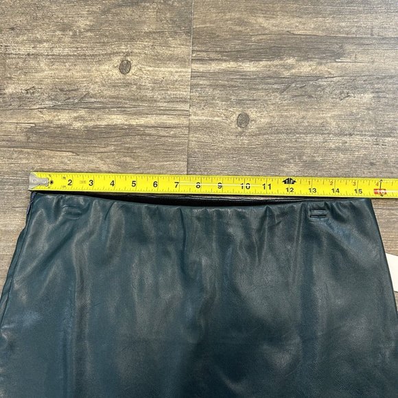 BISHOP + YOUNG Anthropologie VEGAN LEATHER Mini Skirt Black/Jade NWT - Picture 6 of 10